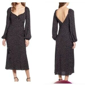 AFRM Trixie Black Floral Long Sleeve Maxi Dress